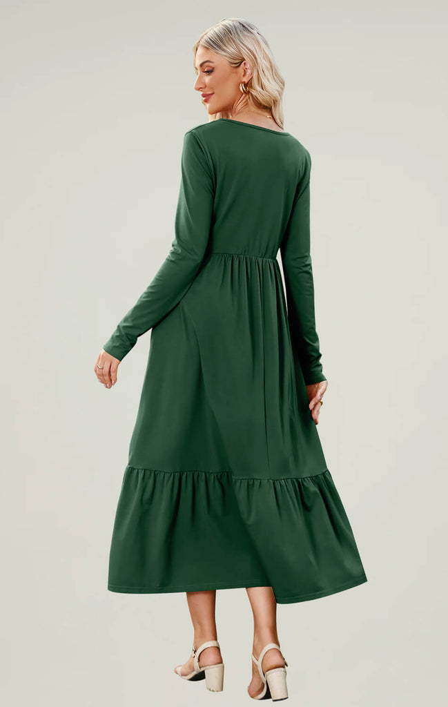 Angashion Women High Waist Maxi Dress Green 02