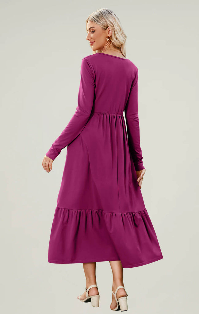 Angashion Women High Waist Maxi Dress Purple 02