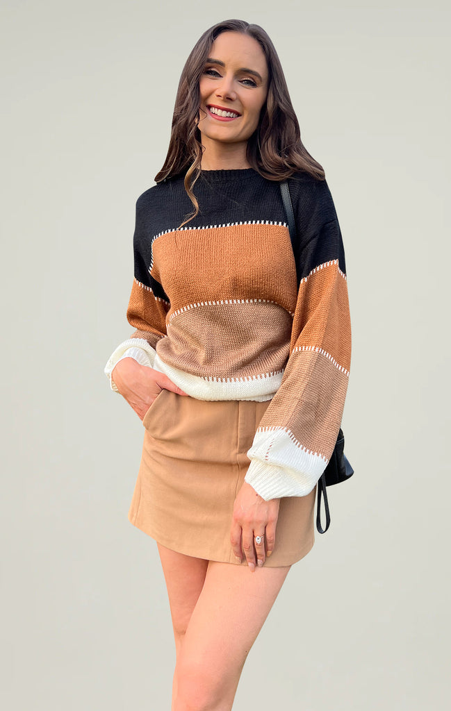 Angashion Womens Color Block Long Sweater Yellow 01