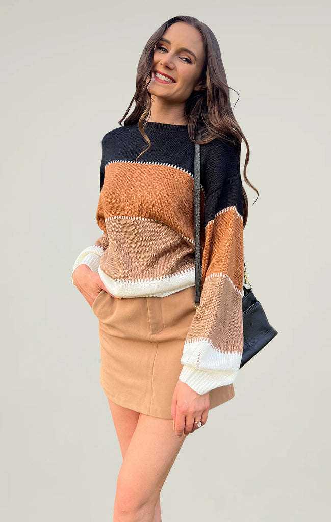 Angashion Womens Color Block Long Sweater Yellow 02