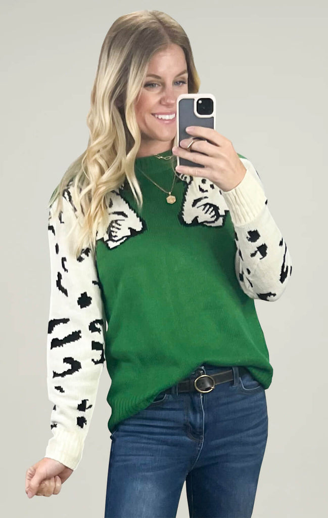 Angashion Womens Leopard Printed Sweaters Green 02