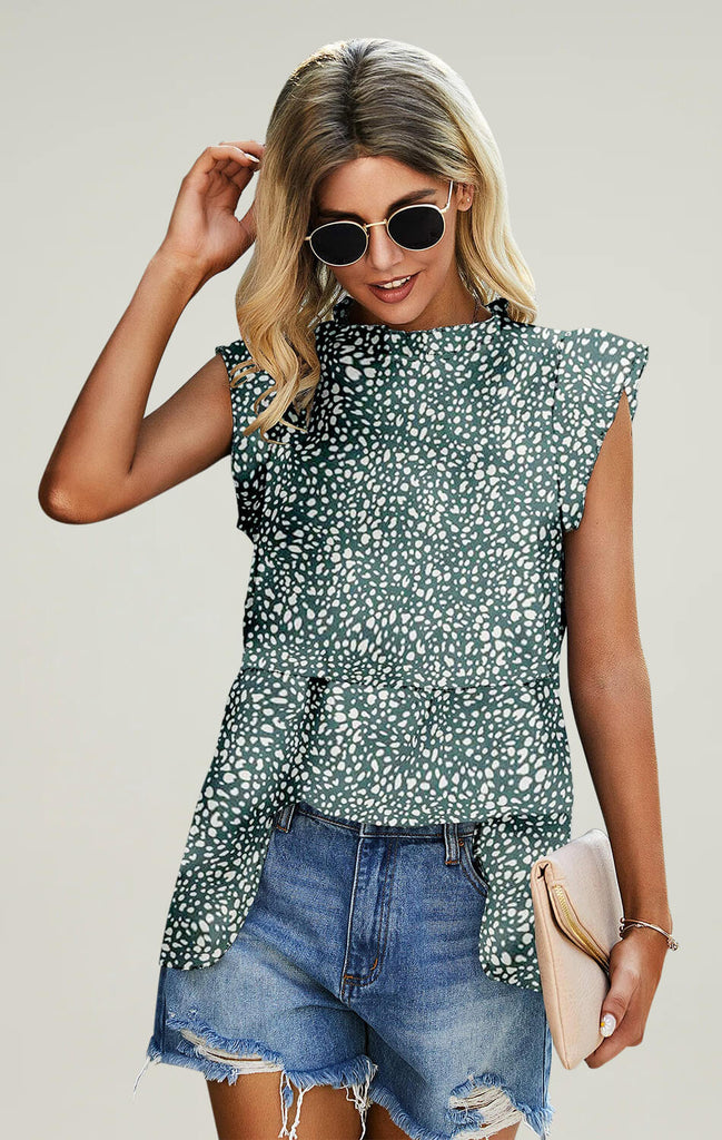 Womens-Casual-Floral-Top-Green-02