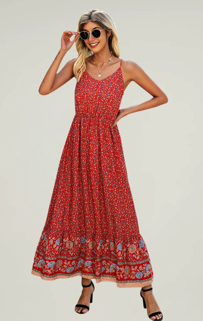 Womens-Floral-Maxi-Dress-Casual-Red-01
