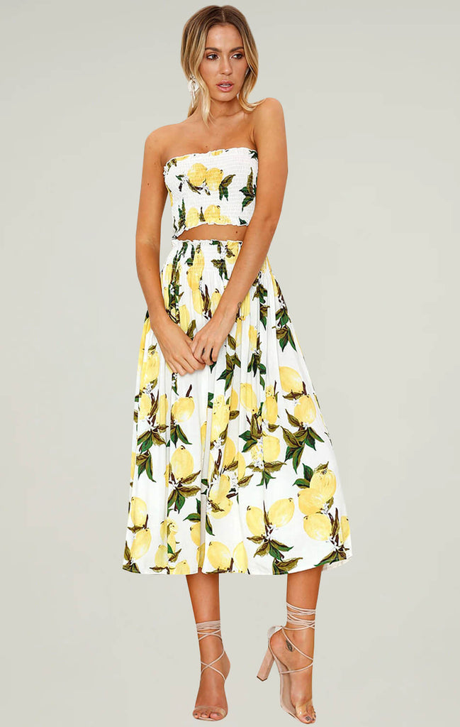 Womens Maxi Skirts Set 2 Dress Lemon 02