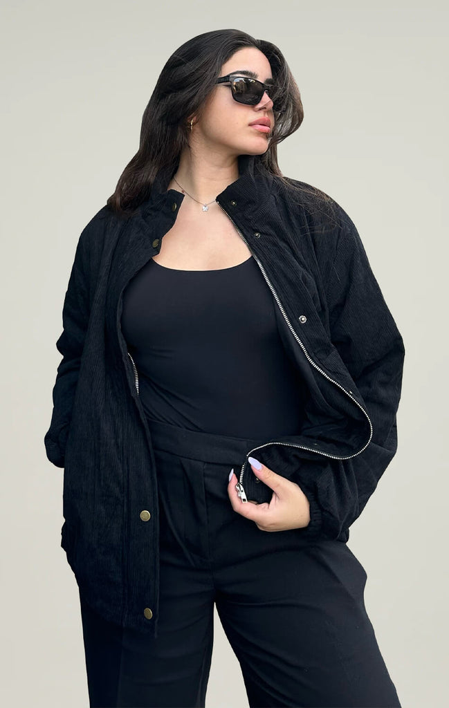 Angashion Womens Bomber Jacket Outerwear Tops Black 03