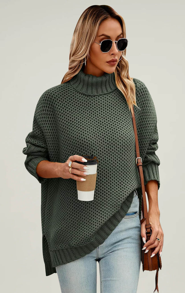 Angashion Womens Chunky Knit Batwing 2023 Sweater Army Green 01