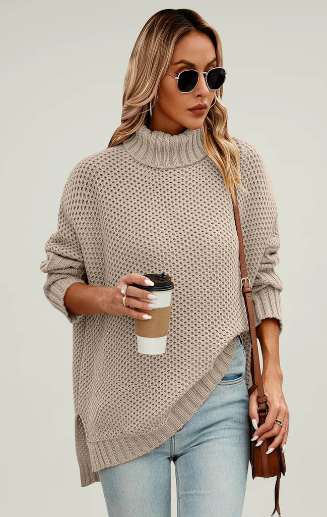 Angashion Womens Chunky Knit Batwing 2023 Sweater Beige 01