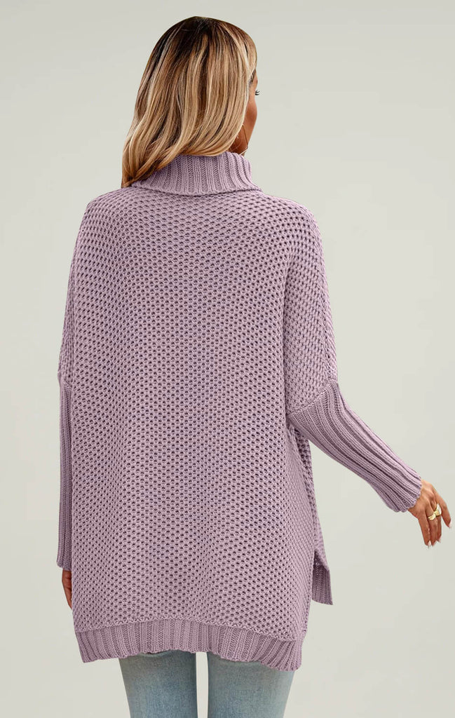 Angashion Womens Chunky Knit Batwing 2023 Sweater Grey Pink 02