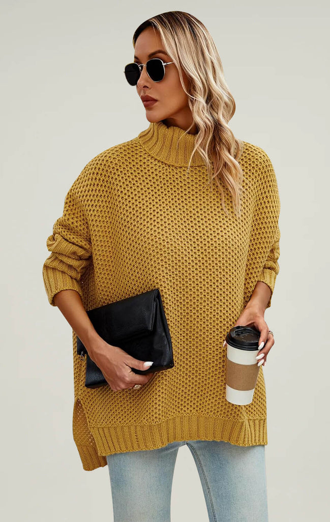 Angashion Womens Chunky Knit Batwing 2023 Sweater Yellow 01