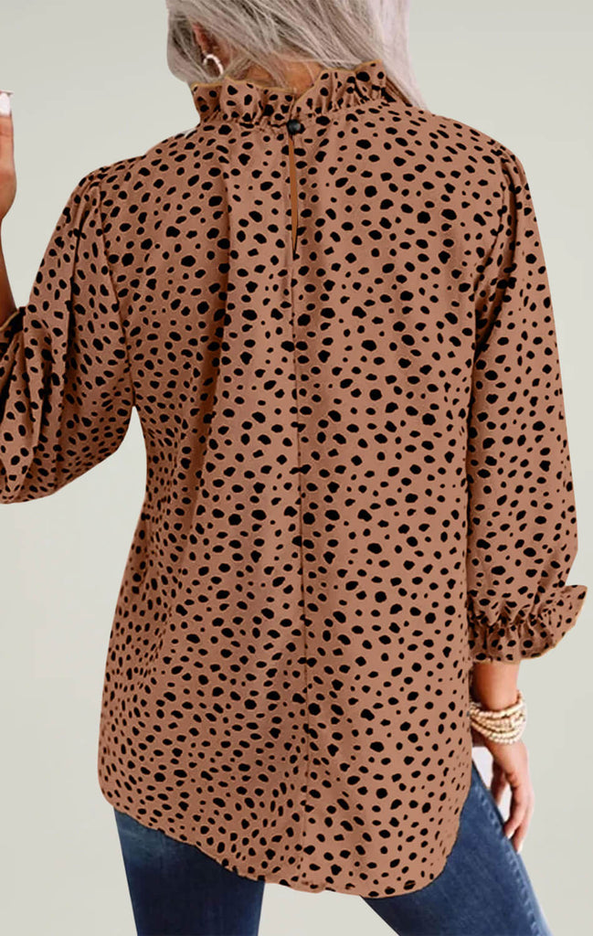 Womens-Blouse-Shirt-Long-Sleeve-Top-Brown-02