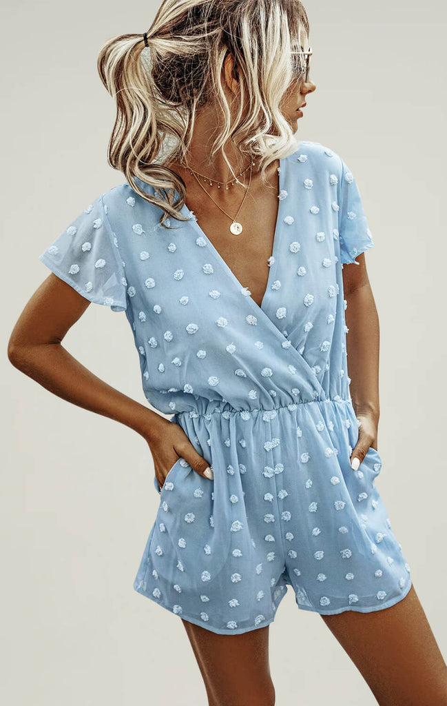    Womens-Short-Sleeve-V-Neck-Polka-Dot-Romper-Jumpsuit-blue-01