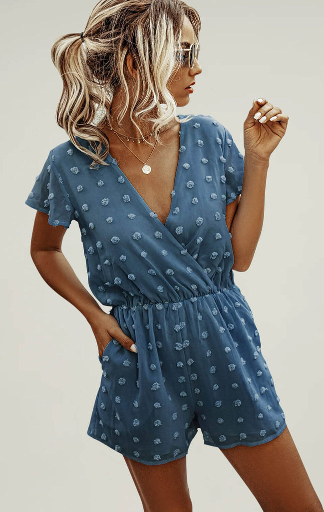     Womens-Short-Sleeve-V-Neck-Polka-Dot-Romper-Jumpsuit-darkblue-02