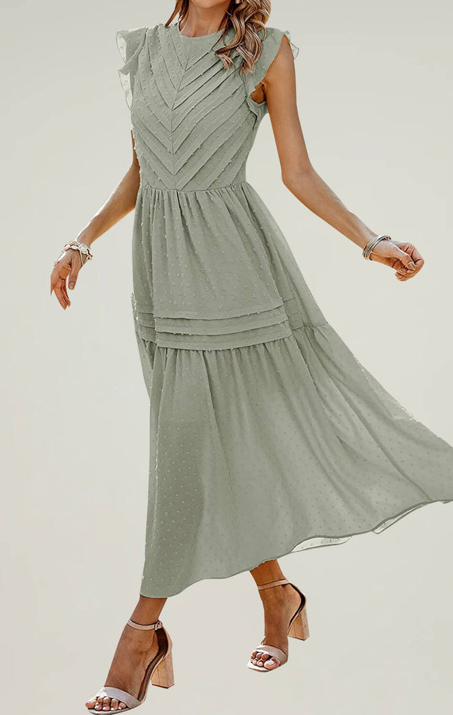 Womens Summer Maxi Dress Grey Green 01