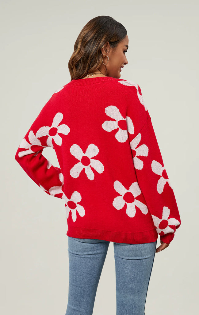 Womens Tops Knit Oversized Fall Sweater Red 02